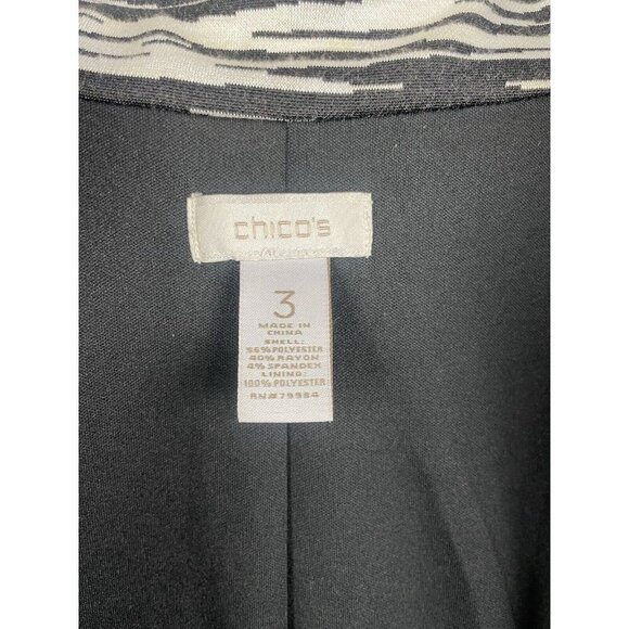 Chico’s Black White Zebra Geometric Print Open Front Long Sleeve Blazer Sz XL/16 - Picture 4 of 8